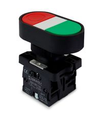 Foto do produto BOTAO DUPLO SEM ILUMINACAO ARREDONDADO XB2-EB8325 1NA+1NF - SEM RESSALTO