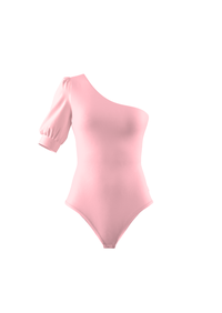 Body decote manga unica manga bufante curta rosa nude - promo