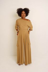 CALÇA RETA CARGO PREGAS - KHAKI