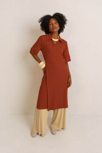 VESTIDO ENVELOPE CANELADO SAMOA - TERRACOTA