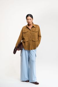 CALÇA WIDE LEG MILITAR - AZUL CLARO