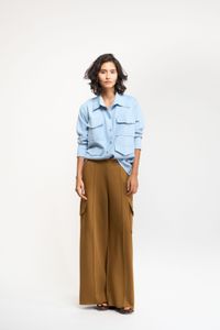CALÇA WIDE LEG MILITAR - CASTANHO