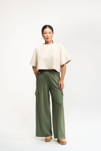 CALÇA WIDE LEG MILITAR - VERDE MUSGO