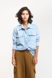 CAMISA OVER MILITAR - AZUL CLARO