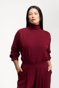 BLUSA MANGA LONGA BOTOES - BORDO