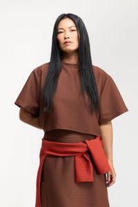 TSHIRT CROPPED TEXTURA - MARROM