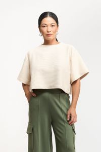 TSHIRT CROPPED TEXTURA - CREME