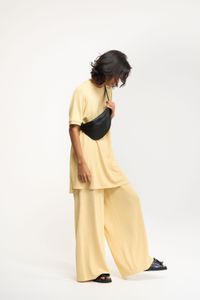 CALÇA WIDE LEG TRICO - AMARELO