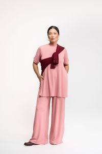 CALÇA WIDE LEG TRICO - ROSA