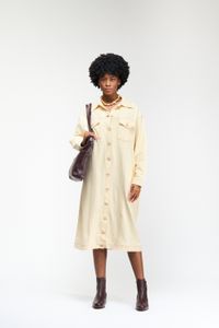 VESTIDO JAQUETA MALHA SARJADA - CREME