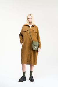 VESTIDO JAQUETA MALHA SARJADA - CASTANHO