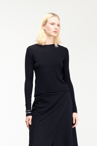 BLUSA MANGA LONGA CANELADA - PRETO