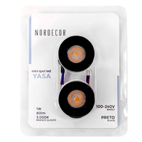 Foto do produto Spot de Embutir LED Yasa Redondo 1W 3000K Bivolt Preto com 2 unidades - Nordecor 6328