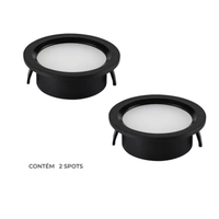 Foto do produto Kit com 2 Spot de Embutir LED Alua Redondo 2W 3000K Bivolt Preto - Nordecor 6642