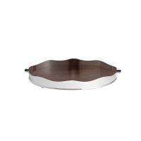 Foto do produto Bandeja Galeria Inox com Fundo em Madeira - St. James