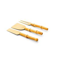 Foto do produto Conj. Talheres P/ Queijo Bambu Natural - Dourado 3 Pçs