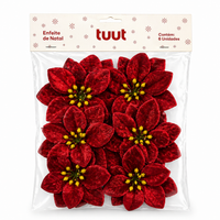 Foto do produto Enfeite Natal - Conj. com 6 Flores Bico Papagaio - 11cm
