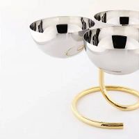 Foto do produto Porta - Aperitivo Triplo Rondelli Inox com Detalhes em Ouro