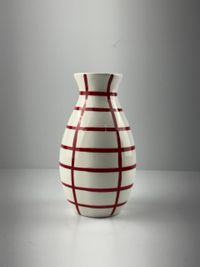 Foto do produto Vaso Decorativo Cerâmica Grid Branco/Vermelho