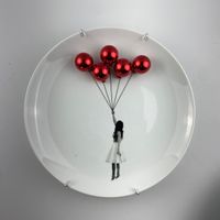 Foto do produto Prato Menina & Balões Vermelhos - Greghi Design - 27cm