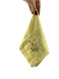 Foto do produto Guardanapo de Tecido Bordado Xadrez Amarelo  - Daisy