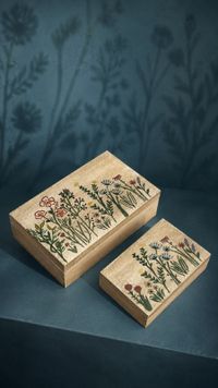 Foto do produto Duo Caixas Decorativas Paint Flower MDF