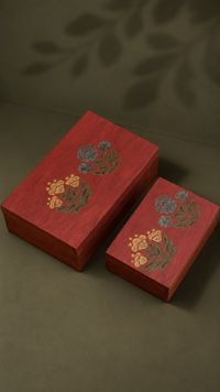 Foto do produto Duo Caixas Decorativas Paint Red MDF