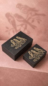 Foto do produto Duo Caixas Decorativas PaintBirds MDF