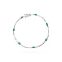 Foto do produto Pulseira Riviera De Diamantes E Esmeralda Ouro 18K