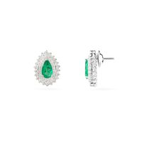 Foto do produto Brinco Esmeralda Gota e Brilhantes Ouro Branco 18k