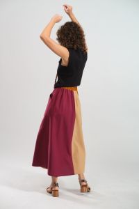 Saia Júlia Midi Evasê - Multicor Terroso Escuro