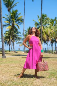 Vestido Vanessa Midi - Fúcsia / Laranja