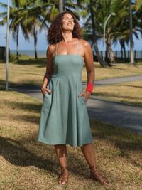 Vestido Carmem Curto - Verde Água