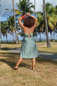Vestido Carmem Curto - Verde Água