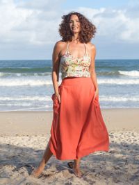 Saia Marília Midi - Abóbora