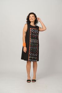 Vestido Vitória Trama Sustentável Artesanal - Preto