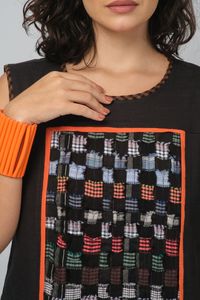 Vestido Vitória Trama Sustentável Artesanal - Preto