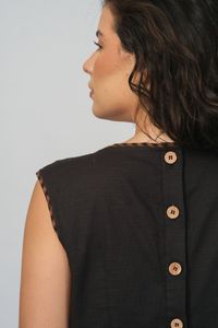 Vestido Vitória Trama Sustentável Artesanal - Preto