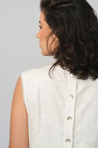 Vestido Vitória Trama Sustentável Artesanal - Branco