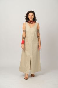 Vestido Ana Rita Midi - Areia