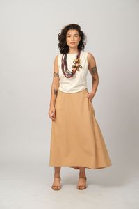 Saia Marília Midi - Camelo