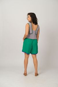 Cropped Morena Dupla Face - Cinza / Vichy Verde