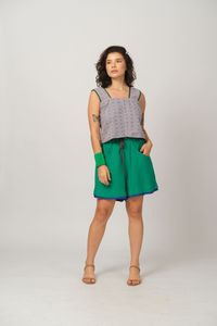 Cropped Morena Dupla Face - Cinza / Vichy Verde