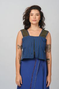 Cropped Morena Dupla Face - Verde / Vichy Azul