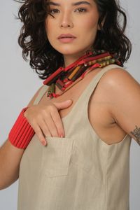 Vestido Vilma Curto - Areia