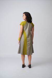 Vestido Renata Midi Bicolor - Verde / Caqui