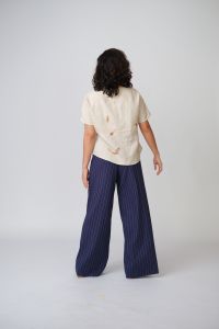 Calça Jussara Pantalona - Risca Azul
