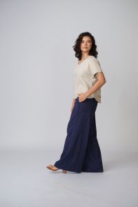 Calça Jussara Pantalona - Risca Azul