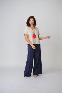 Calça Jussara Pantalona - Risca Azul