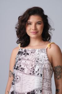 Blusa Mapa de Alça Dupla Face - Estampa / Coral